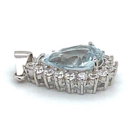 Aquamarine 2.30ct White Gold Solid Silver Pendant - Picture 7 of 8